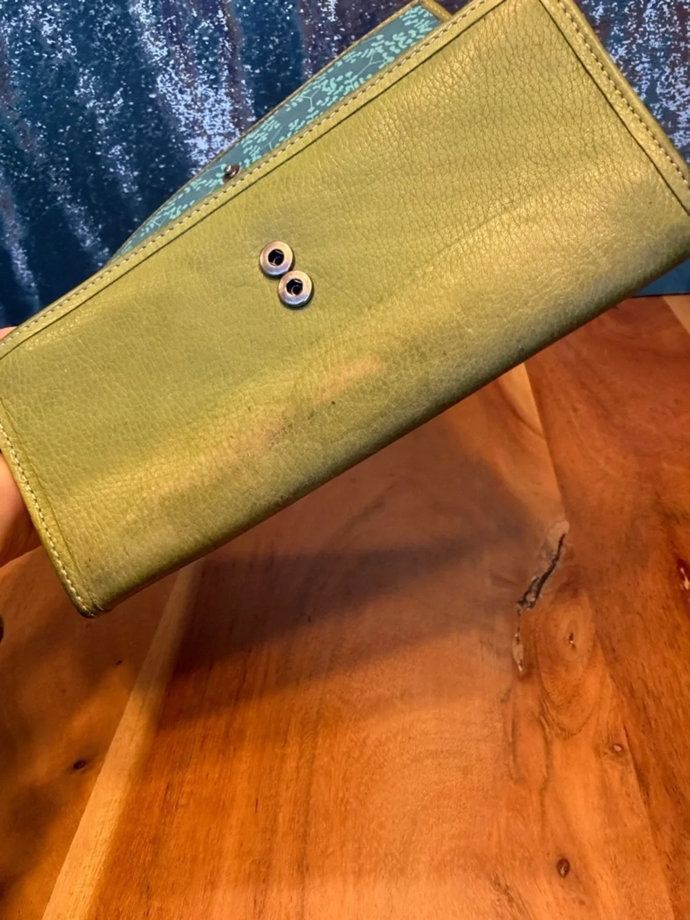 Fossil Boho Y2K Distressed Leather Wallet Olive Green Project Piece (GUC)
